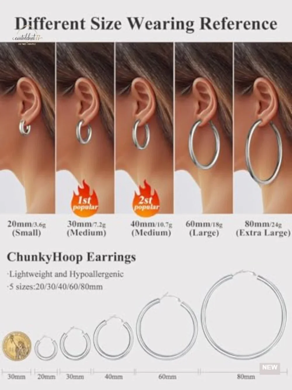 Chunky Hoop Earrings Stainless Steel Gold Plated Huggie Hoops Hypoallergenic